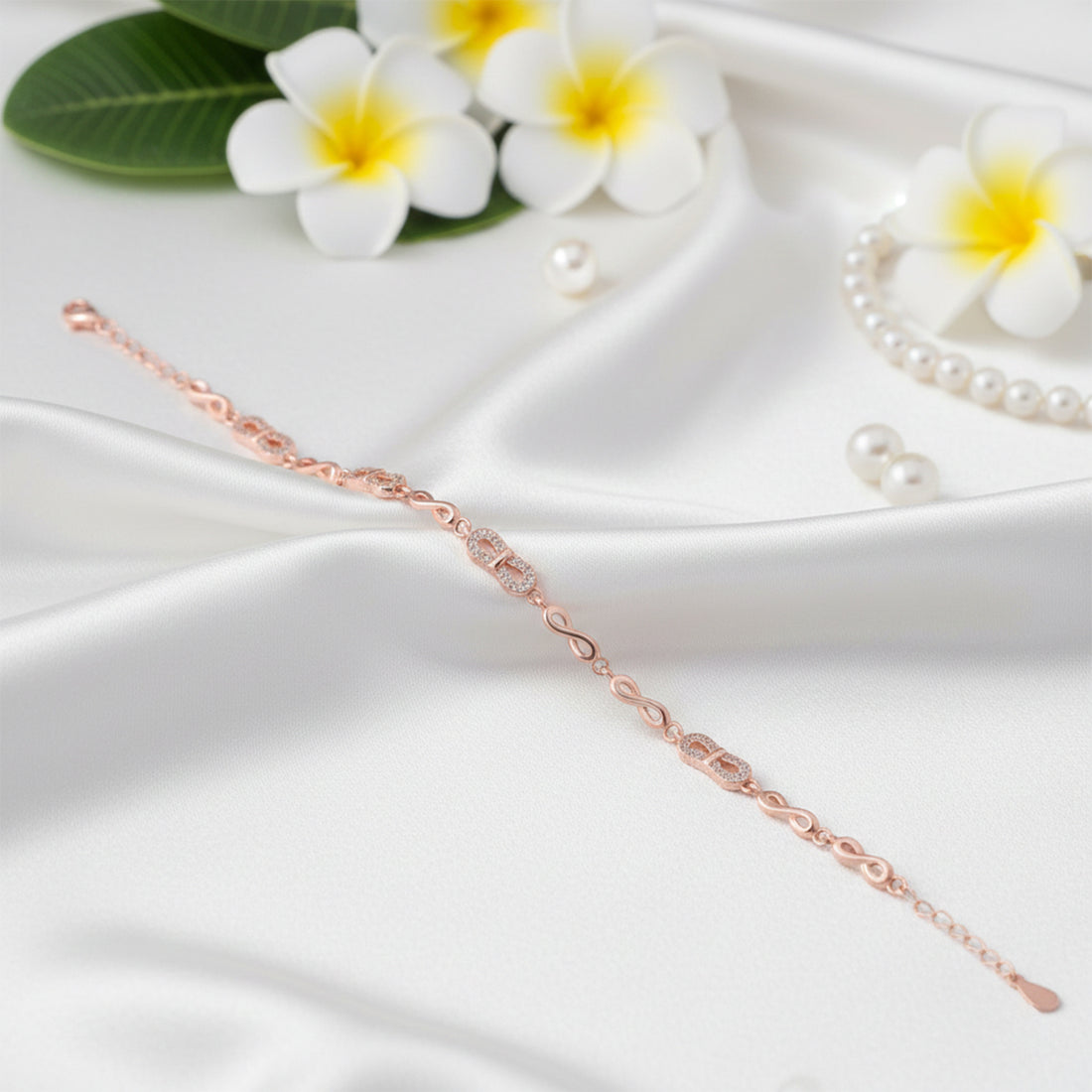 Infinity Motif Rose Gold Silver Bracelet