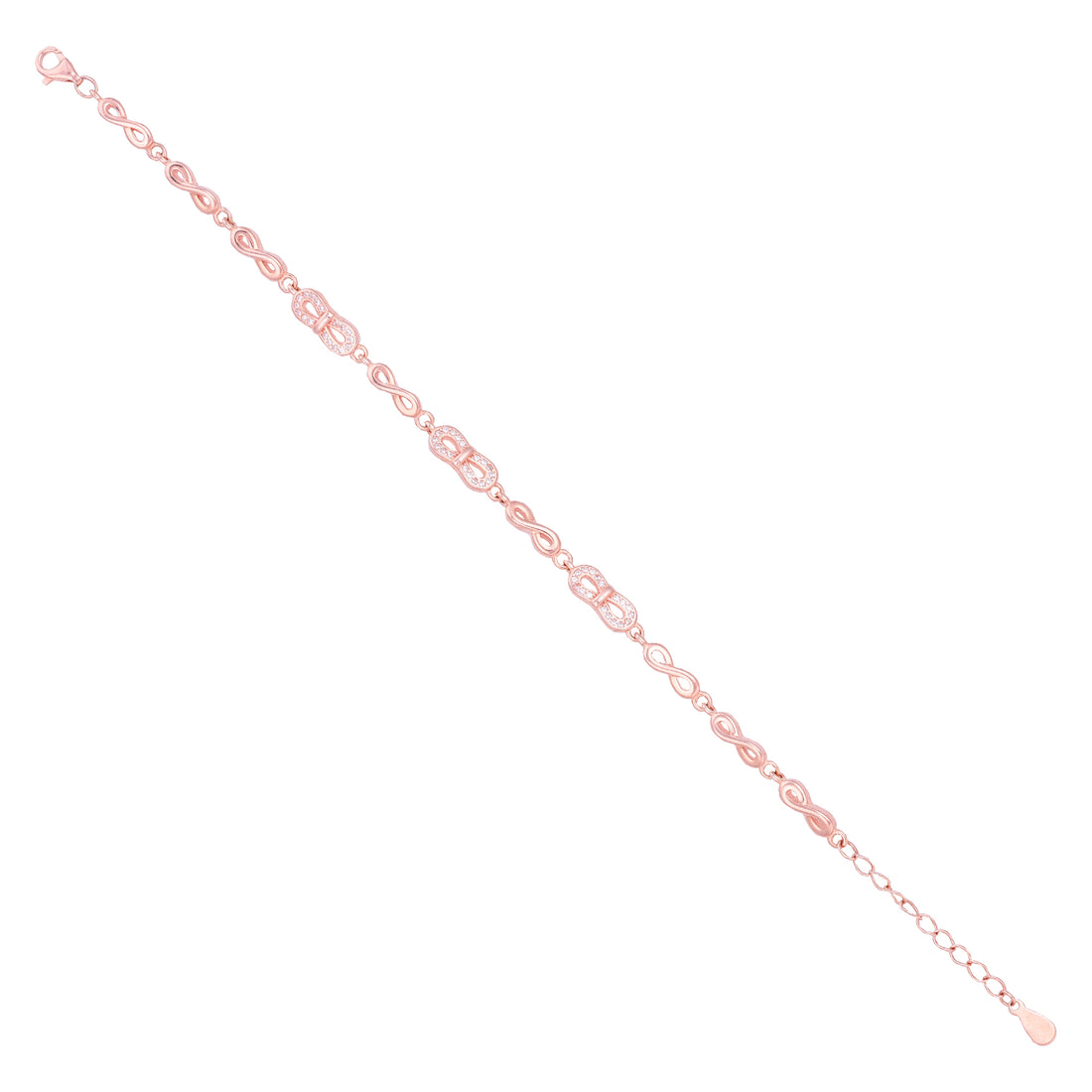 Infinity Motif Rose Gold Silver Bracelet