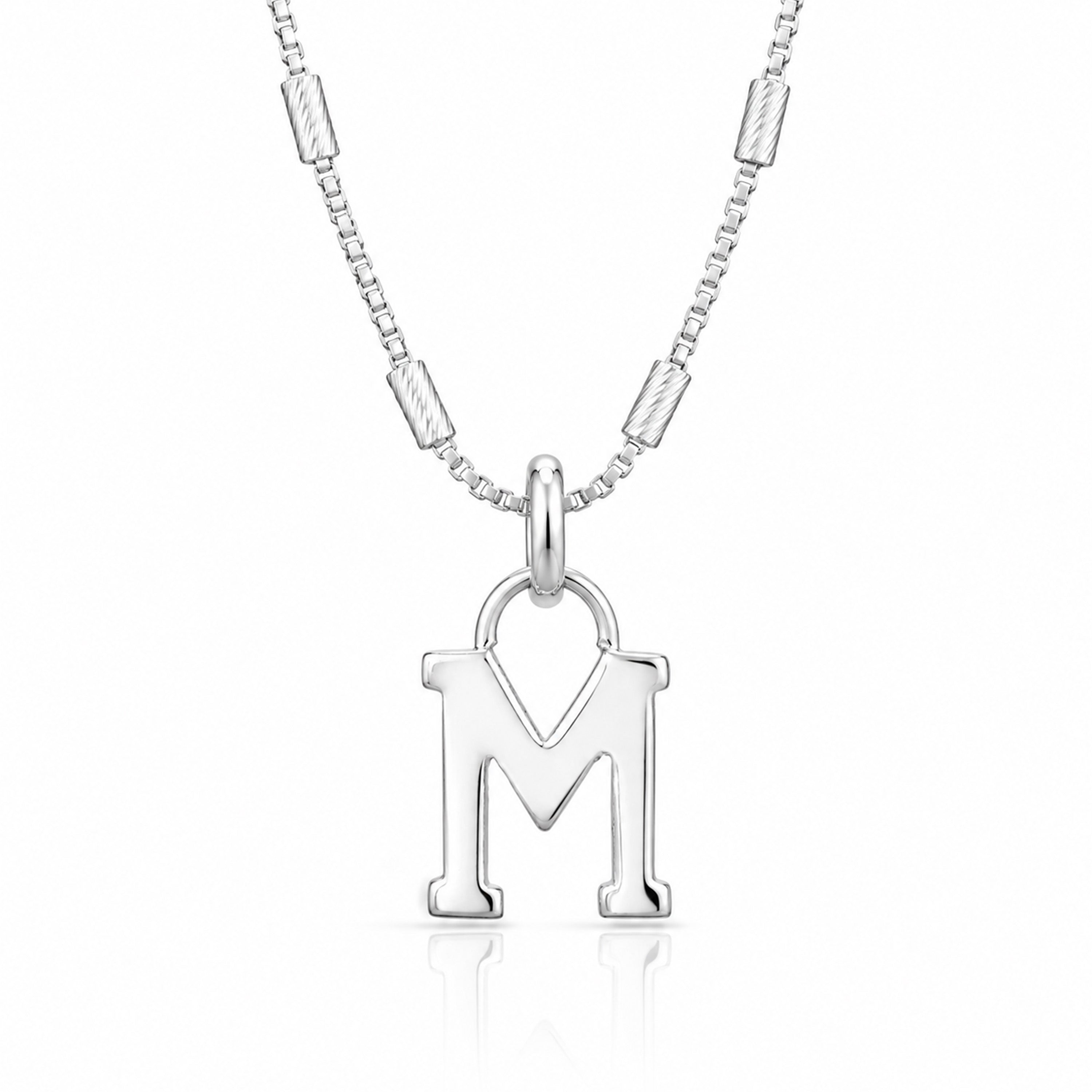 Initial M 925 Sterling Silver Charm Pendant