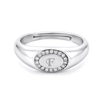 Initial Letter F Signet Sterling Silver Ring