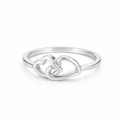 Interlocked Love Hearts 925 Sterling Silver Ring for Women