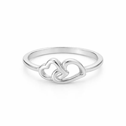 Interlocked Love Hearts 925 Sterling Silver Ring for Women