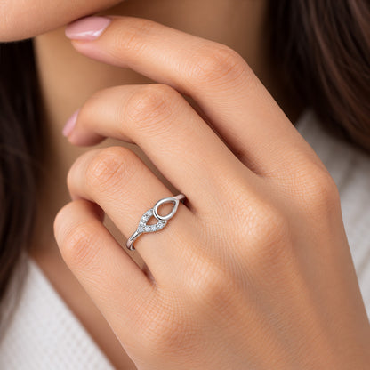 Interlocking Infinity Teardrop Sterling Silver Ring