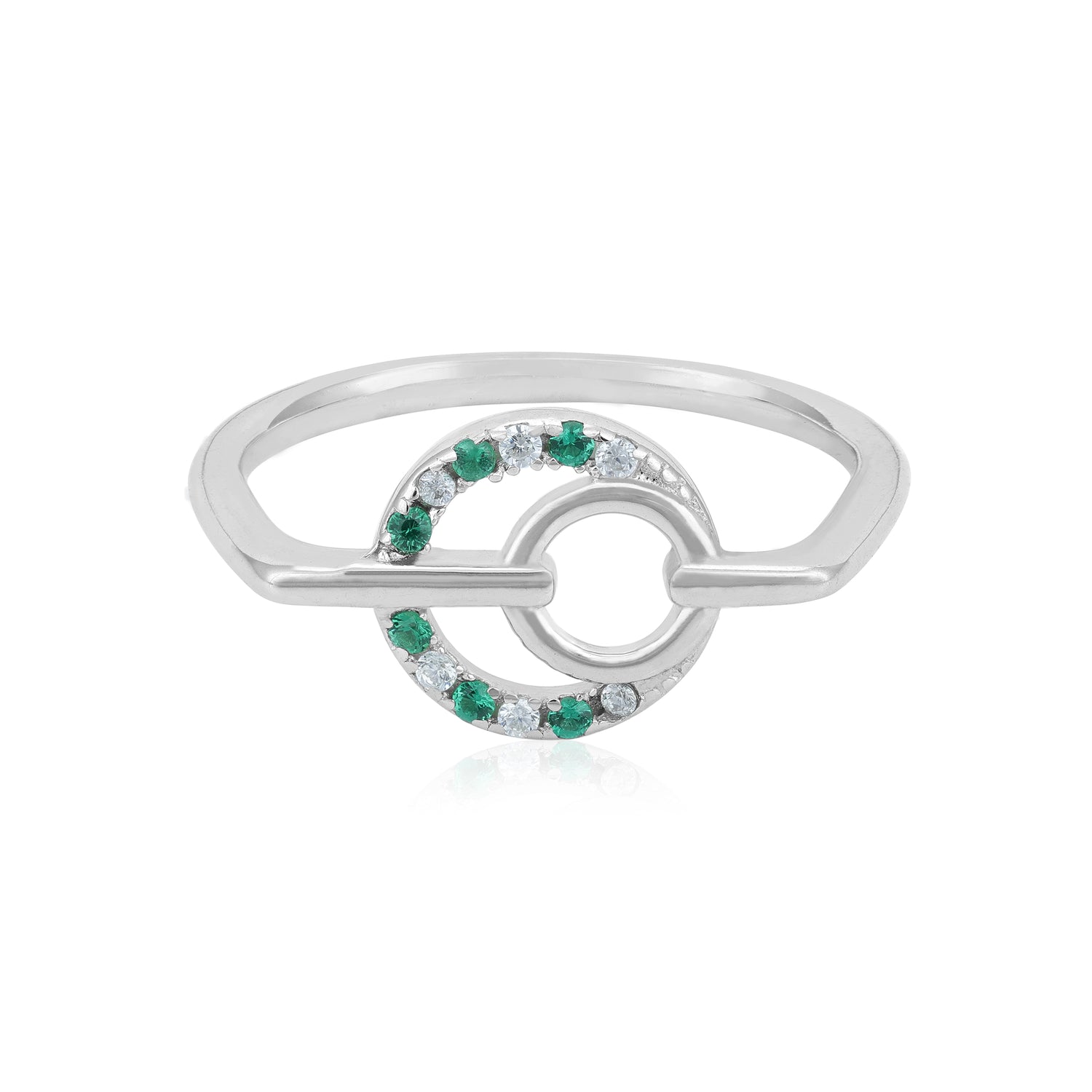 Interlocking Circle 925 Sterling Silver Ring for Women