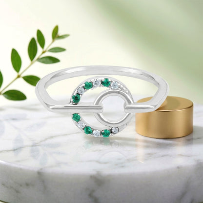 Interlocking Circle 925 Sterling Silver Ring for Women