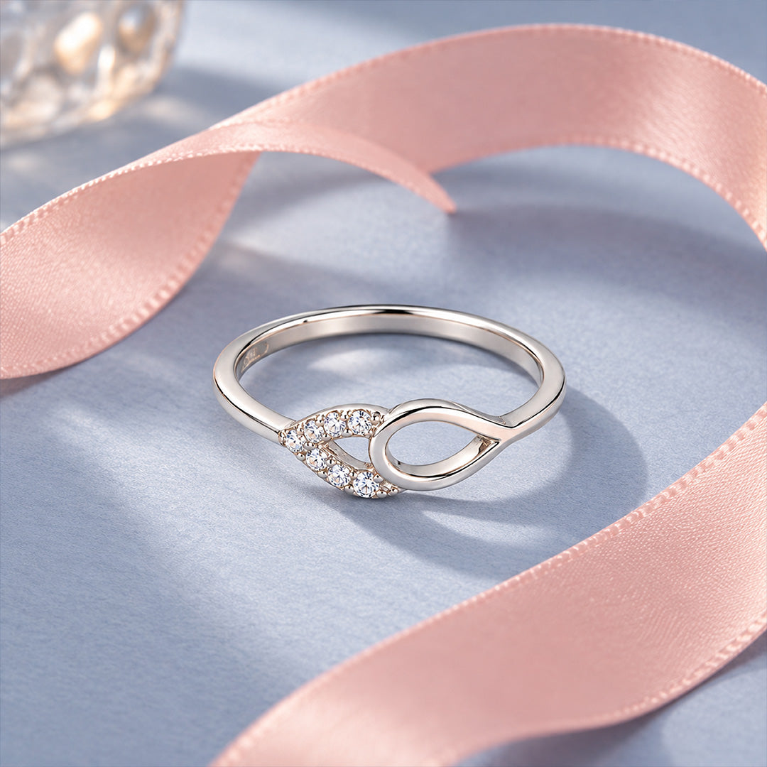 Interlocking Infinity Teardrop Sterling Silver Ring