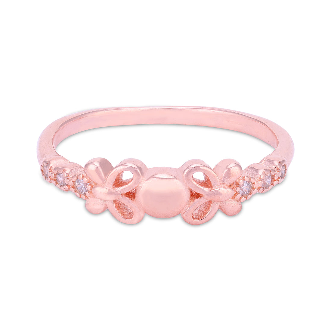 Intertwined Loops Bow Accent 925 Sterling Silver Rose Gold Ring for Women