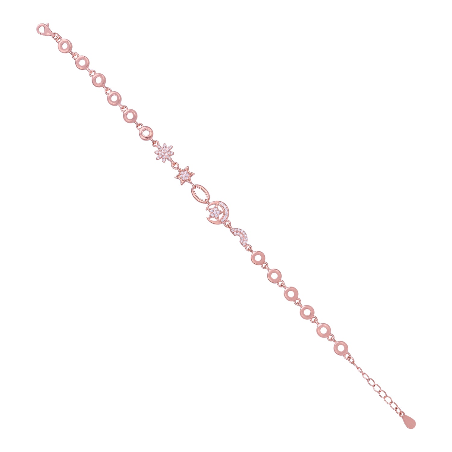 Intricate Floral Link 925 Sterling Silver Star bracelet for women