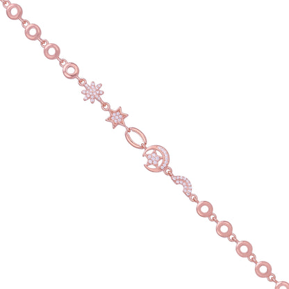 Intricate Floral Link 925 Sterling Silver Star bracelet for women