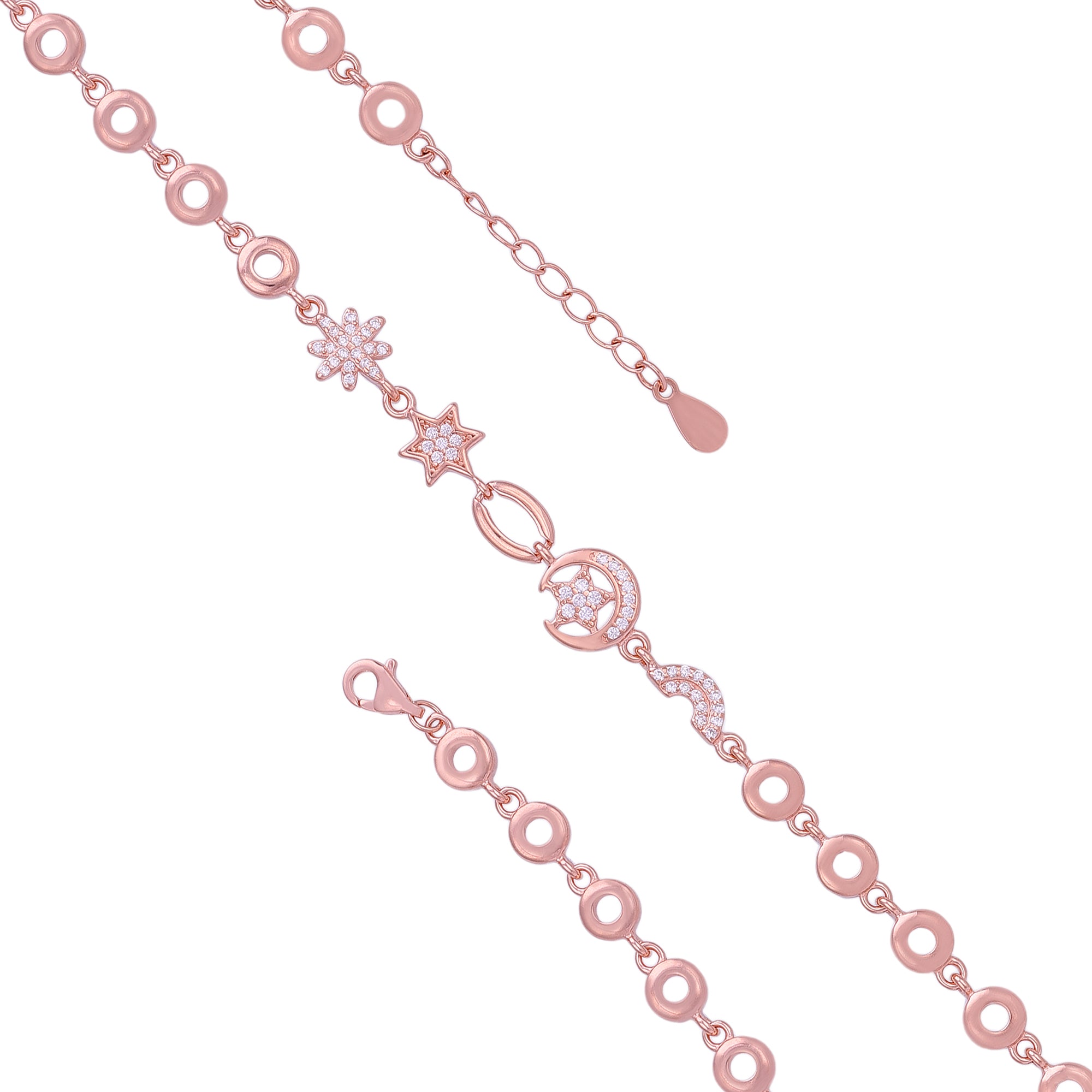 Intricate Floral Link 925 Sterling Silver Star bracelet for women