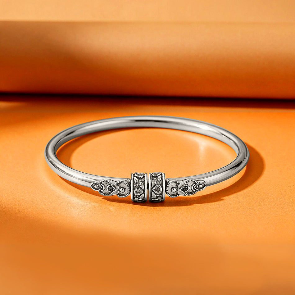 Intricate Motif Cuff Sterling Silver Kada