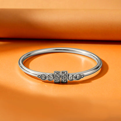 Intricate Motif Cuff Sterling Silver Kada