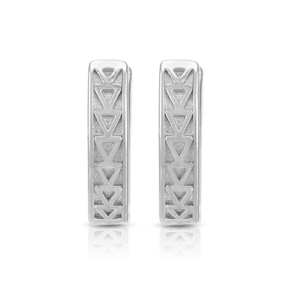 Intricate Triangle 925 Sterling Silver Hoop Earring for Women