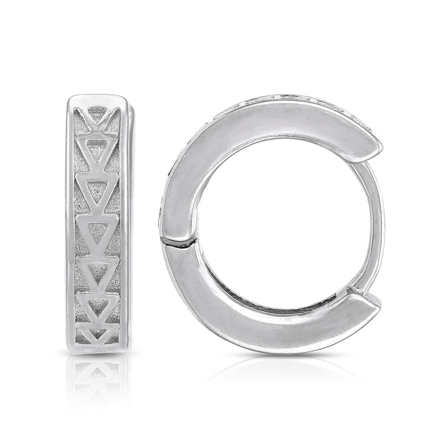 Intricate Triangle 925 Sterling Silver Hoop Earring for Women