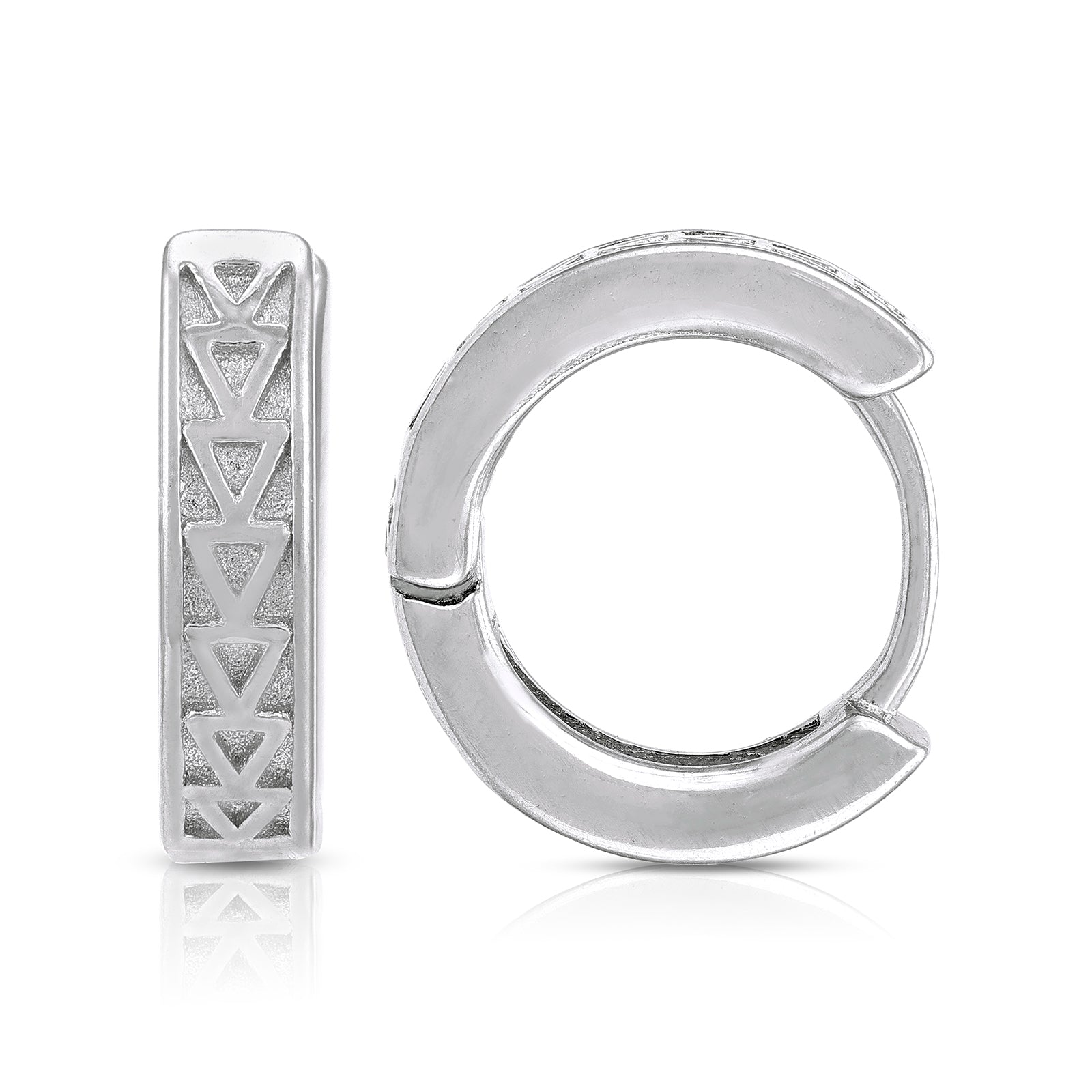 Intricate Triangle 925 Sterling Silver Hoop Earring for Women