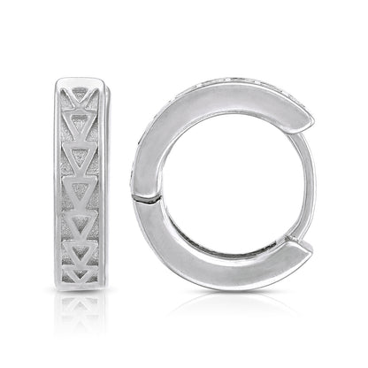 Intricate Triangle 925 Sterling Silver Hoop Earring for Women