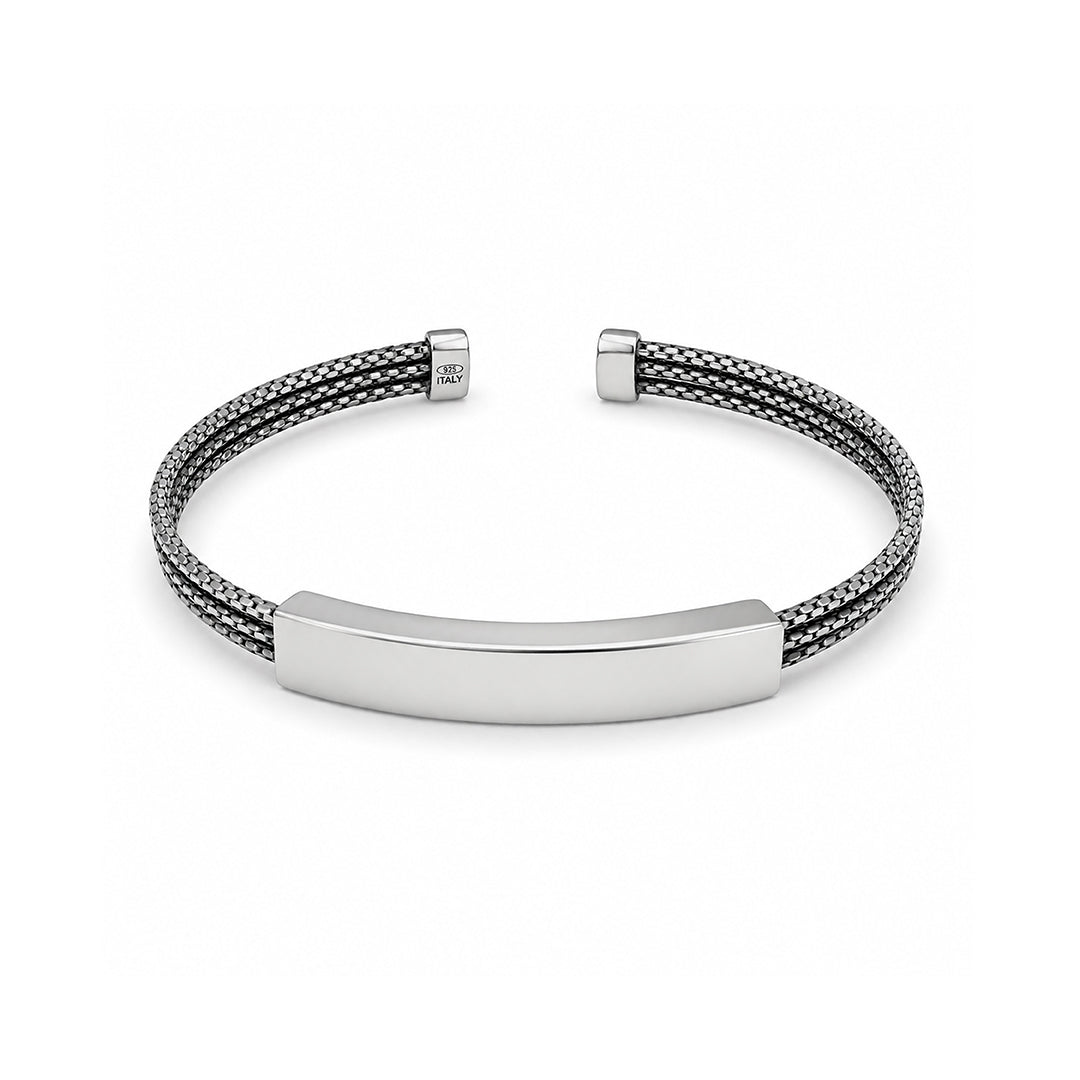 Italian Silver Multi Strand Mesh Cuff Bracelet
