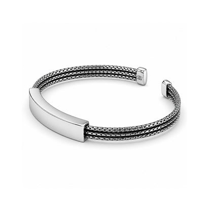 Italian Silver Multi Strand Mesh Cuff Bracelet