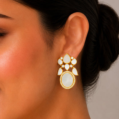 Ivory Lotus 925 Sterling Silver Floral Drop Earrings