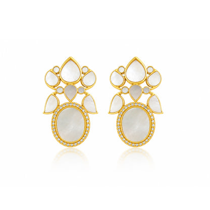 Ivory Lotus 925 Sterling Silver Floral Drop Earrings