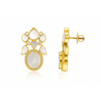 Ivory Lotus 925 Sterling Silver Floral Drop Earrings