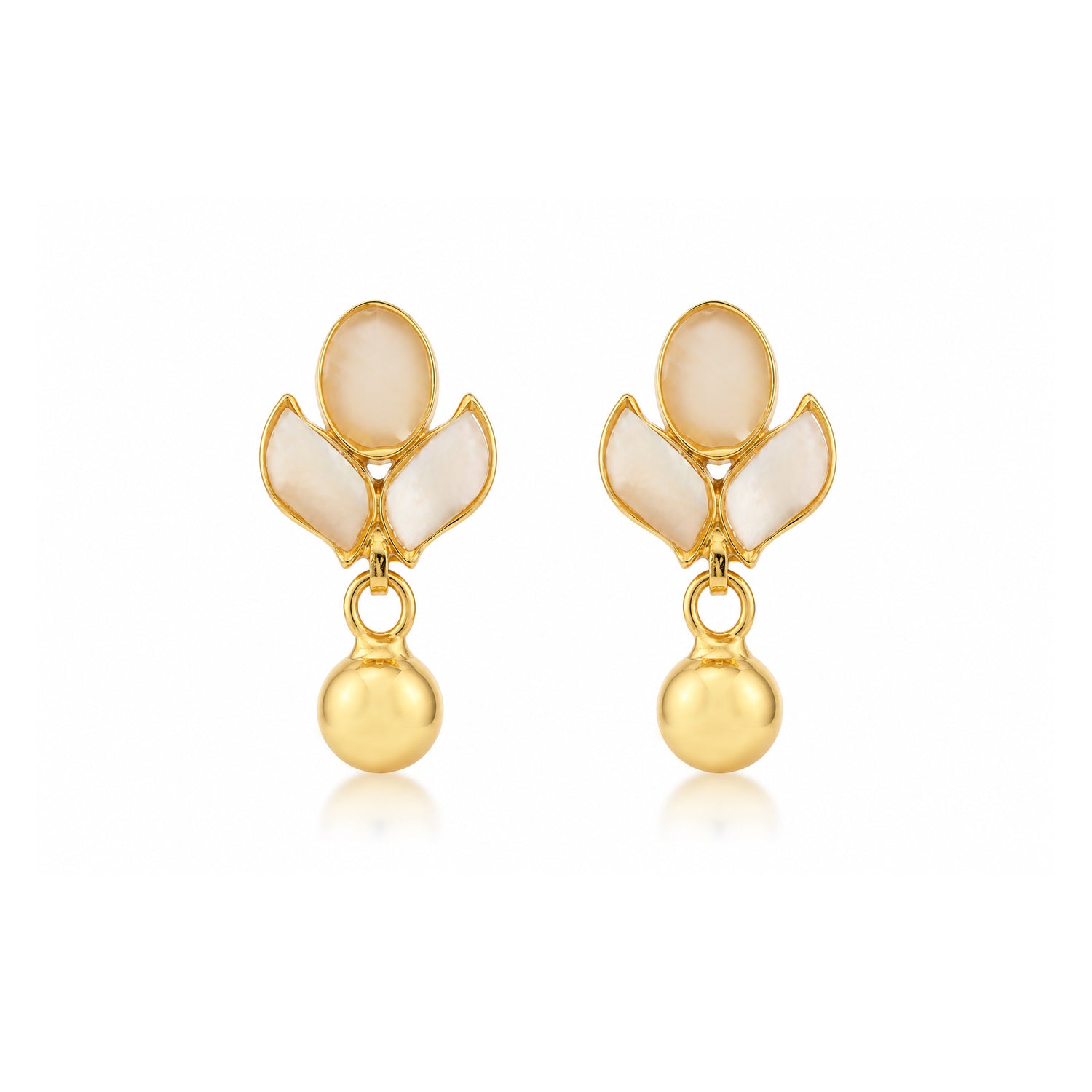 Ivory Petal 925 Sterling Silver Golden Drop Earrings
