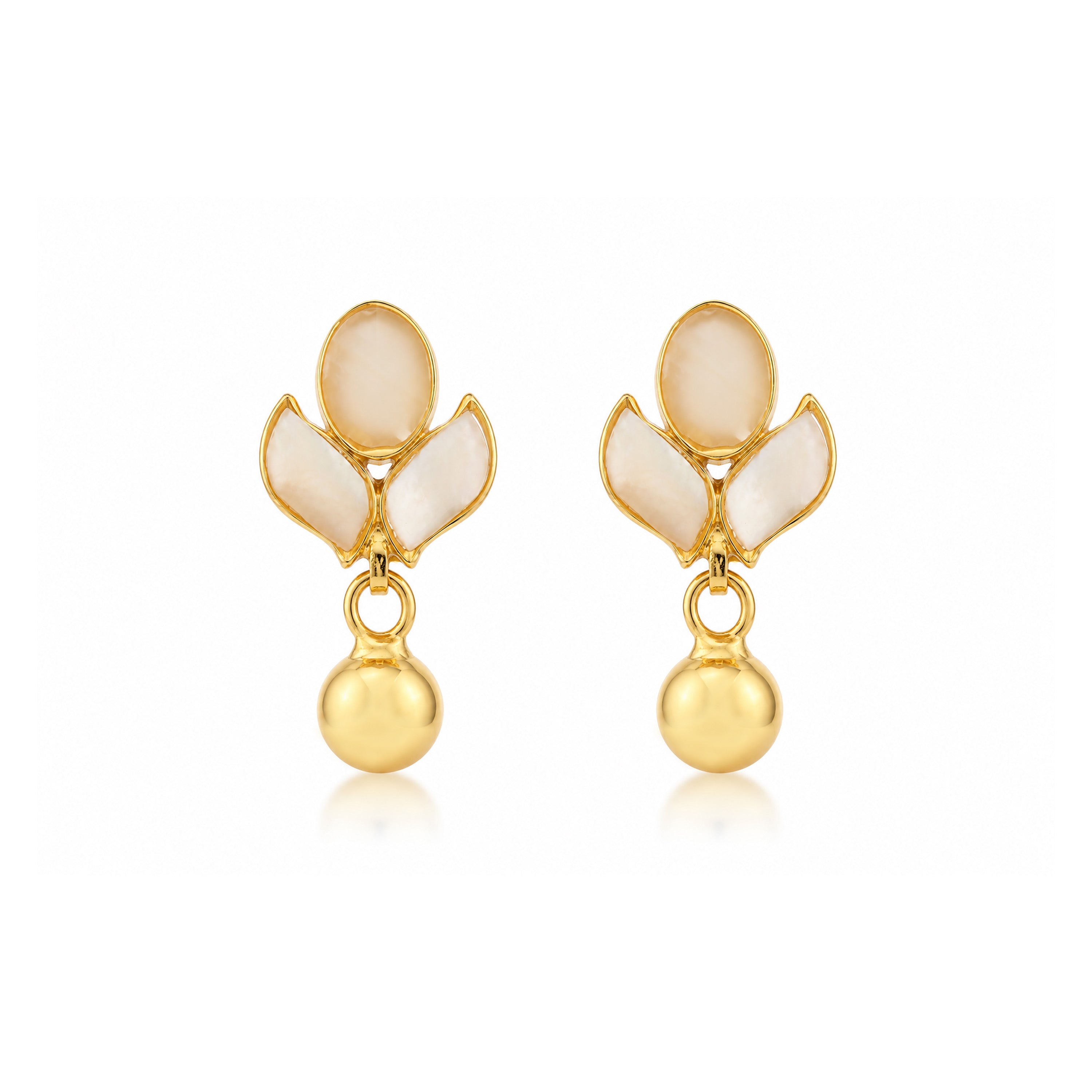 Ivory Petal 925 Sterling Silver Golden Drop Earrings