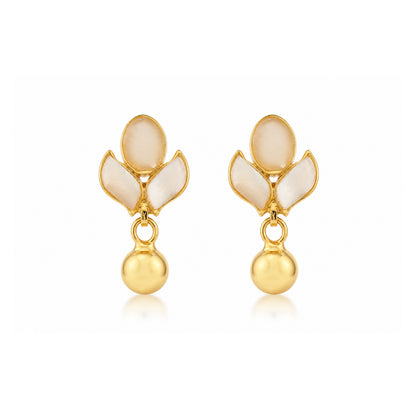 Ivory Petal 925 Sterling Silver Golden Drop Earrings