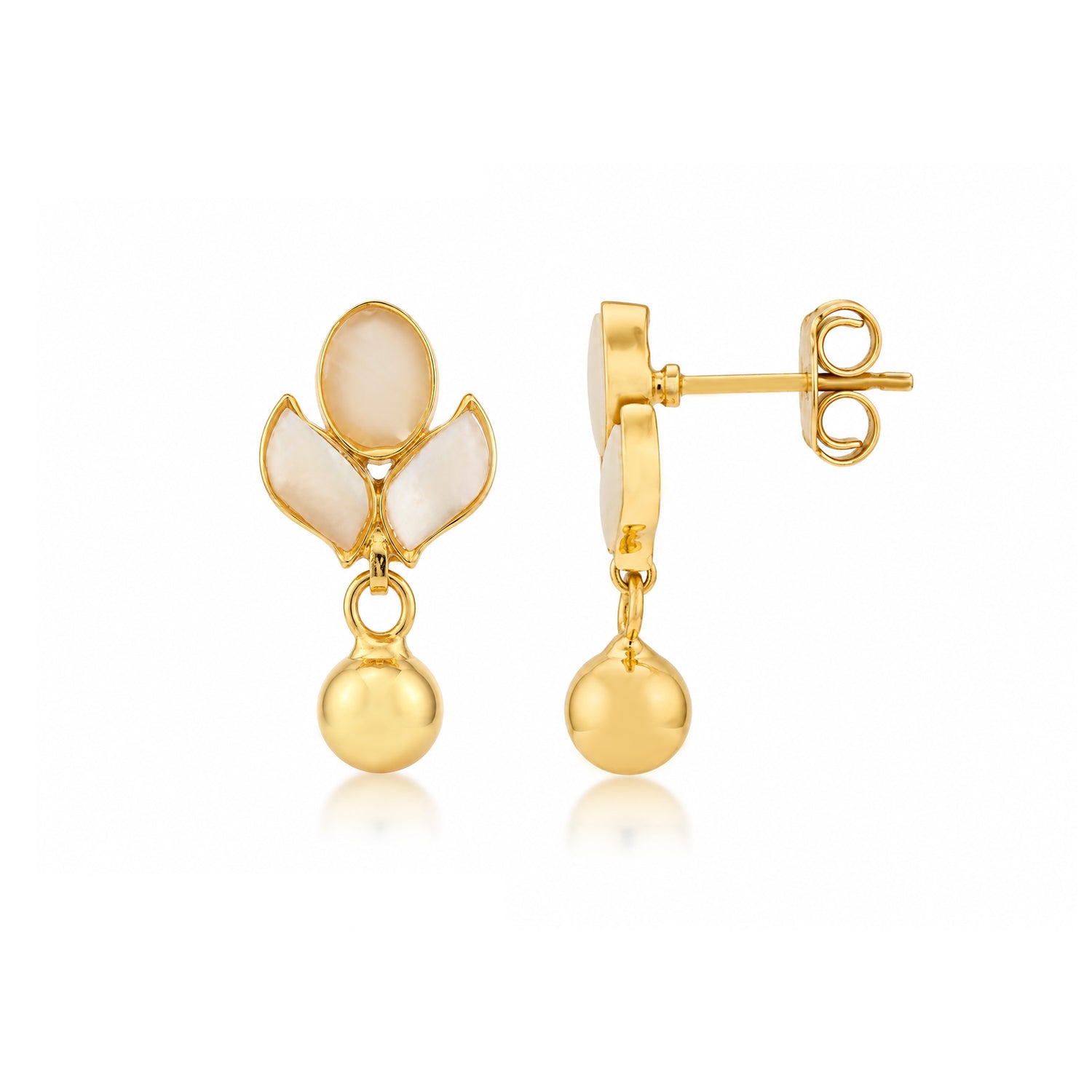 Ivory Petal 925 Sterling Silver Golden Drop Earrings