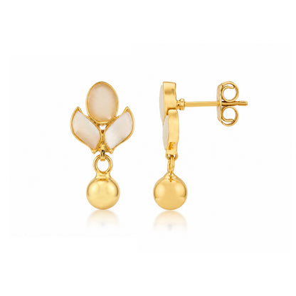 Ivory Petal 925 Sterling Silver Golden Drop Earrings