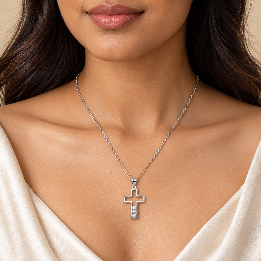 Jesus Cross Sterling Silver Chain Pendant