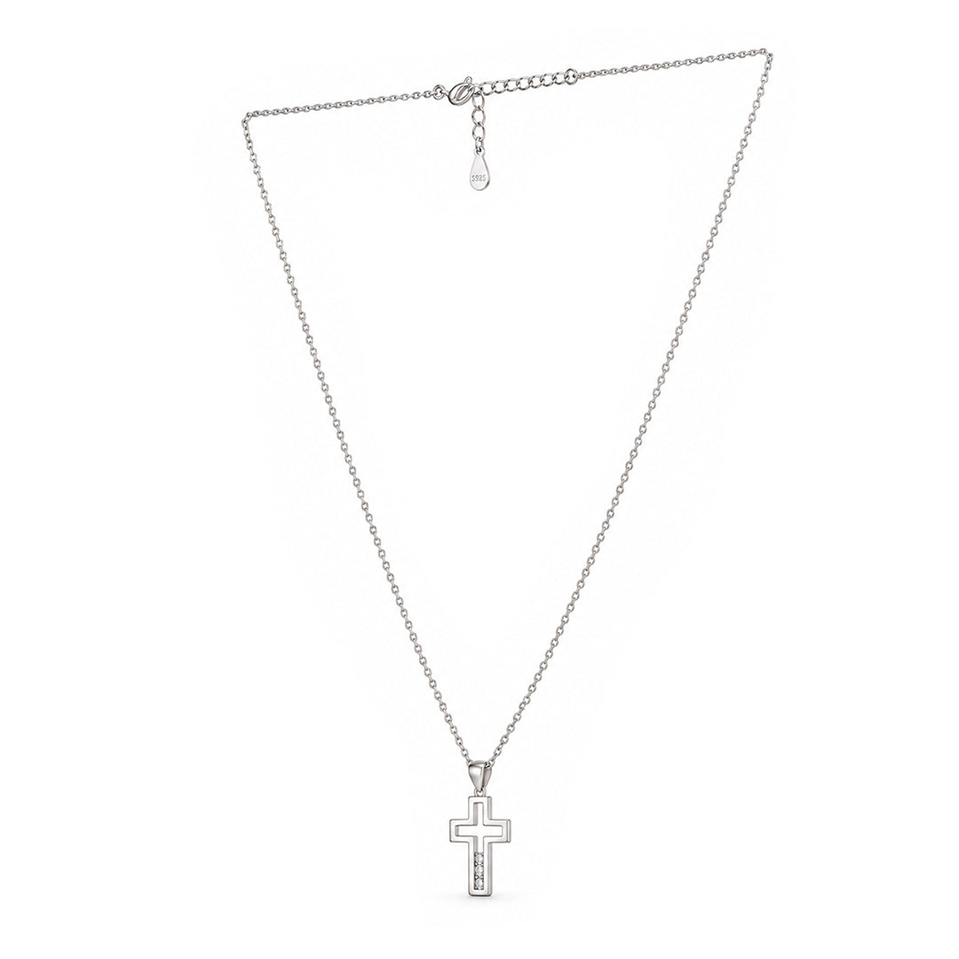 Jesus Cross Sterling Silver Chain Pendant