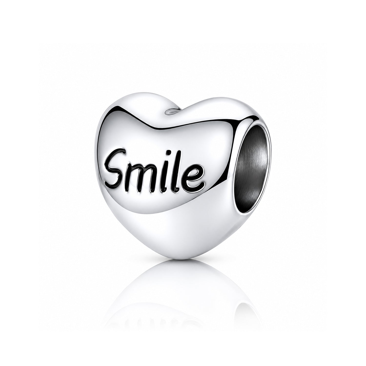 Joyful Smiley Heart 925 Sterling Silver Charms