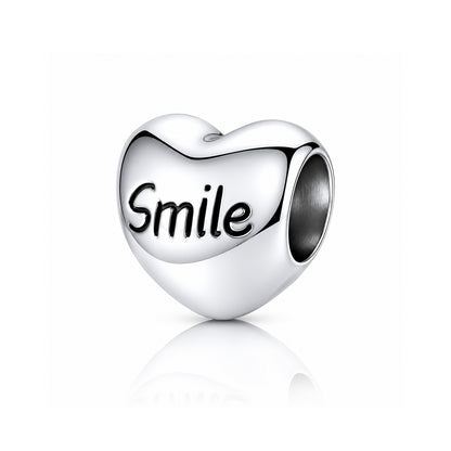 Joyful Smiley Heart 925 Sterling Silver Charms