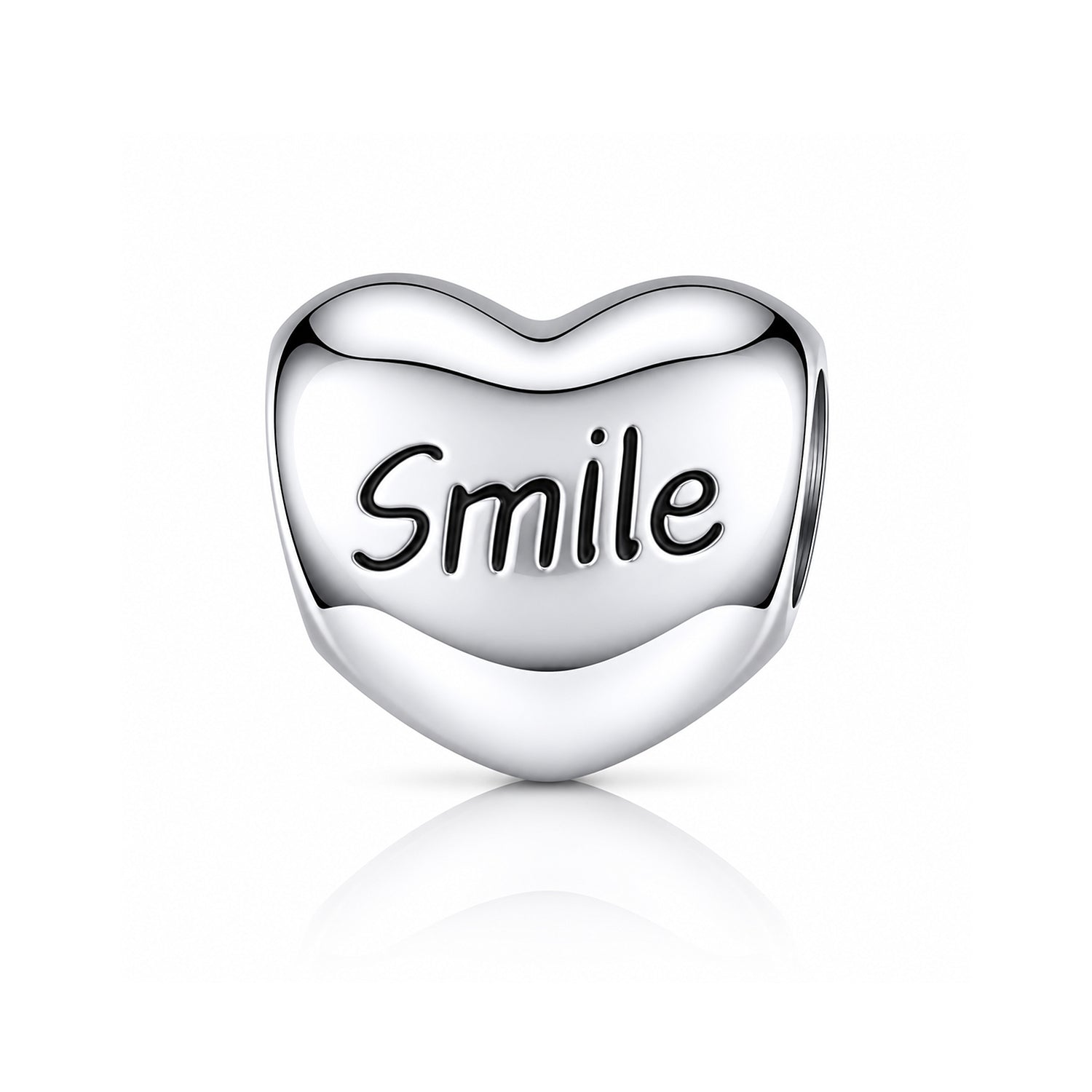 Joyful Smiley Heart 925 Sterling Silver Charms