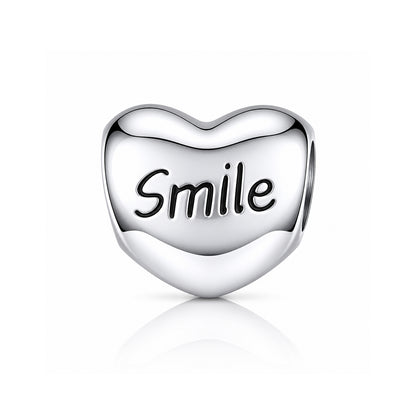 Joyful Smiley Heart 925 Sterling Silver Charms