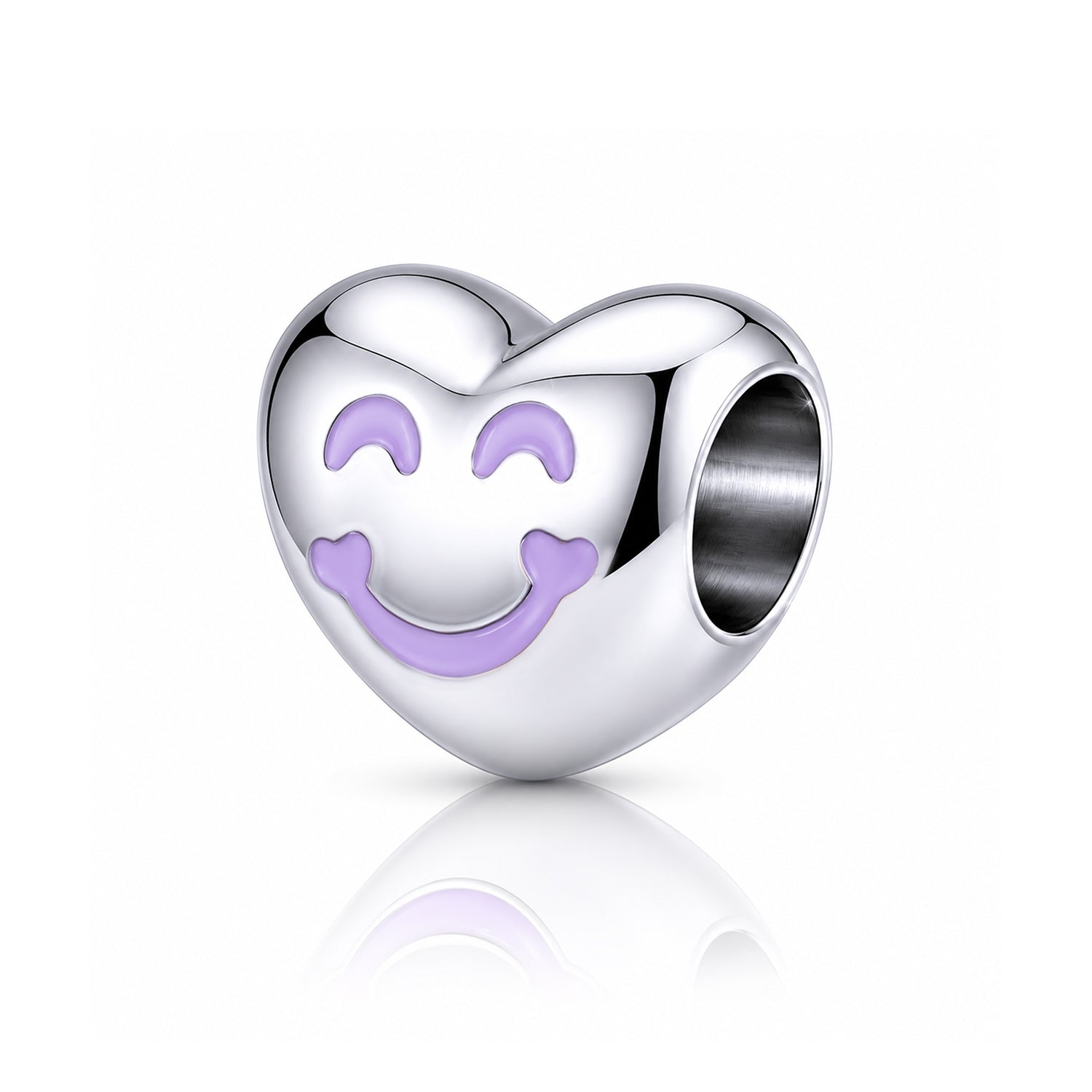 Joyful Smiley Heart 925 Sterling Silver Charms