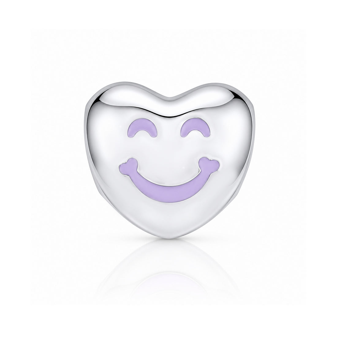 Joyful Smiley Heart 925 Sterling Silver Charms