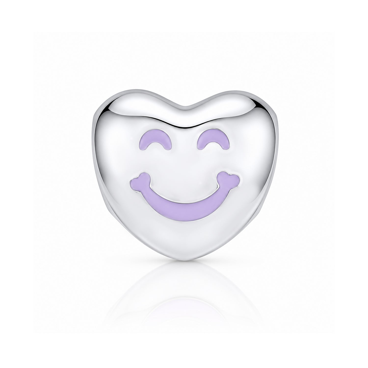 Joyful Smiley Heart 925 Sterling Silver Charms