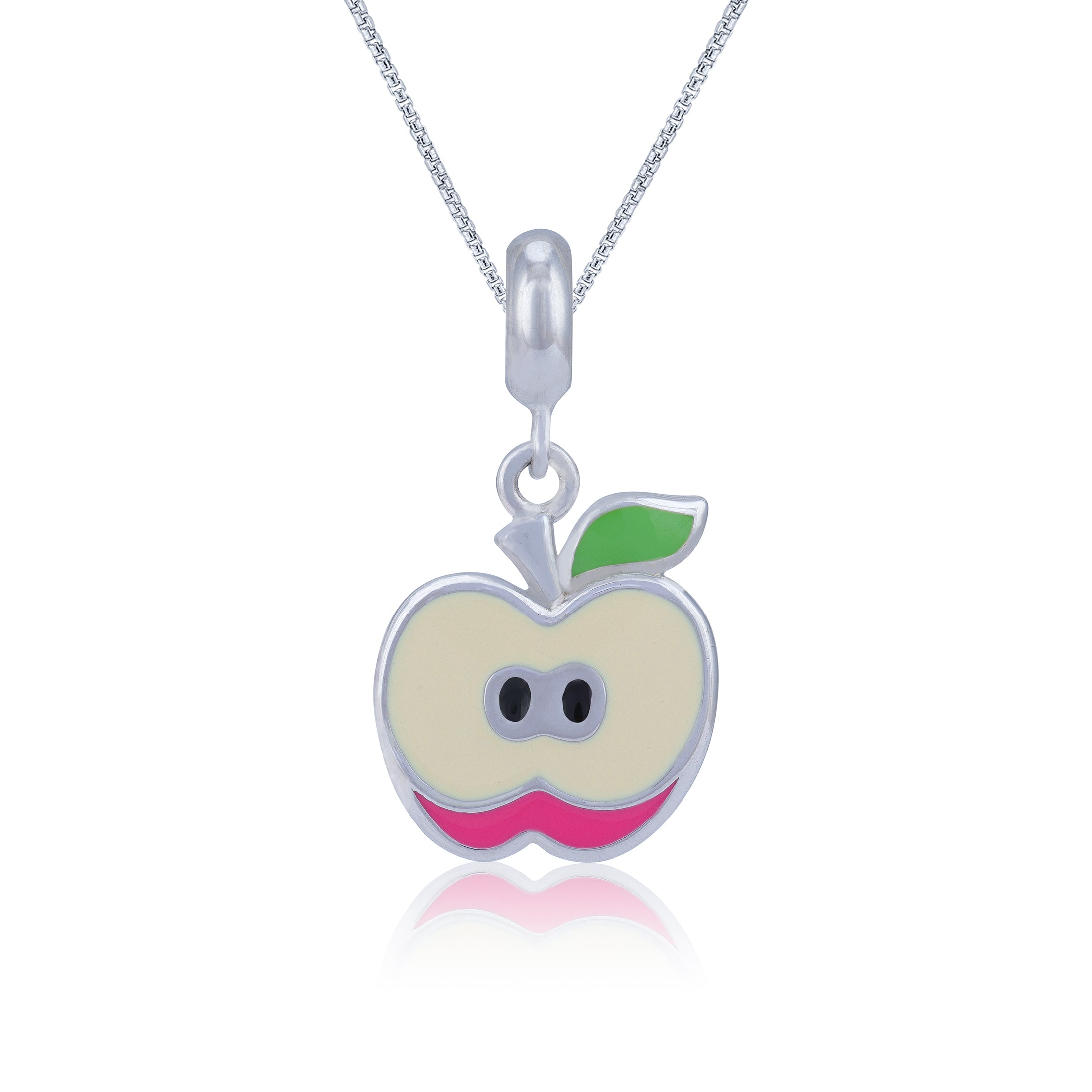 Juicy Glow 925 Sterling Silver Red Apple Pendant