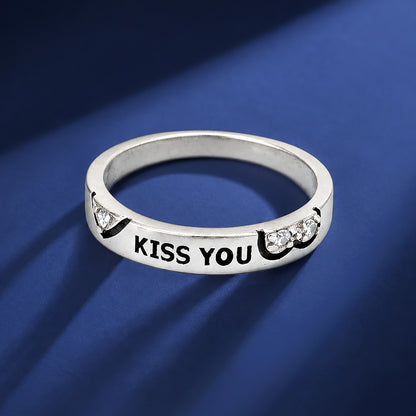 Kiss You 925 Silver Engraved Band Ring