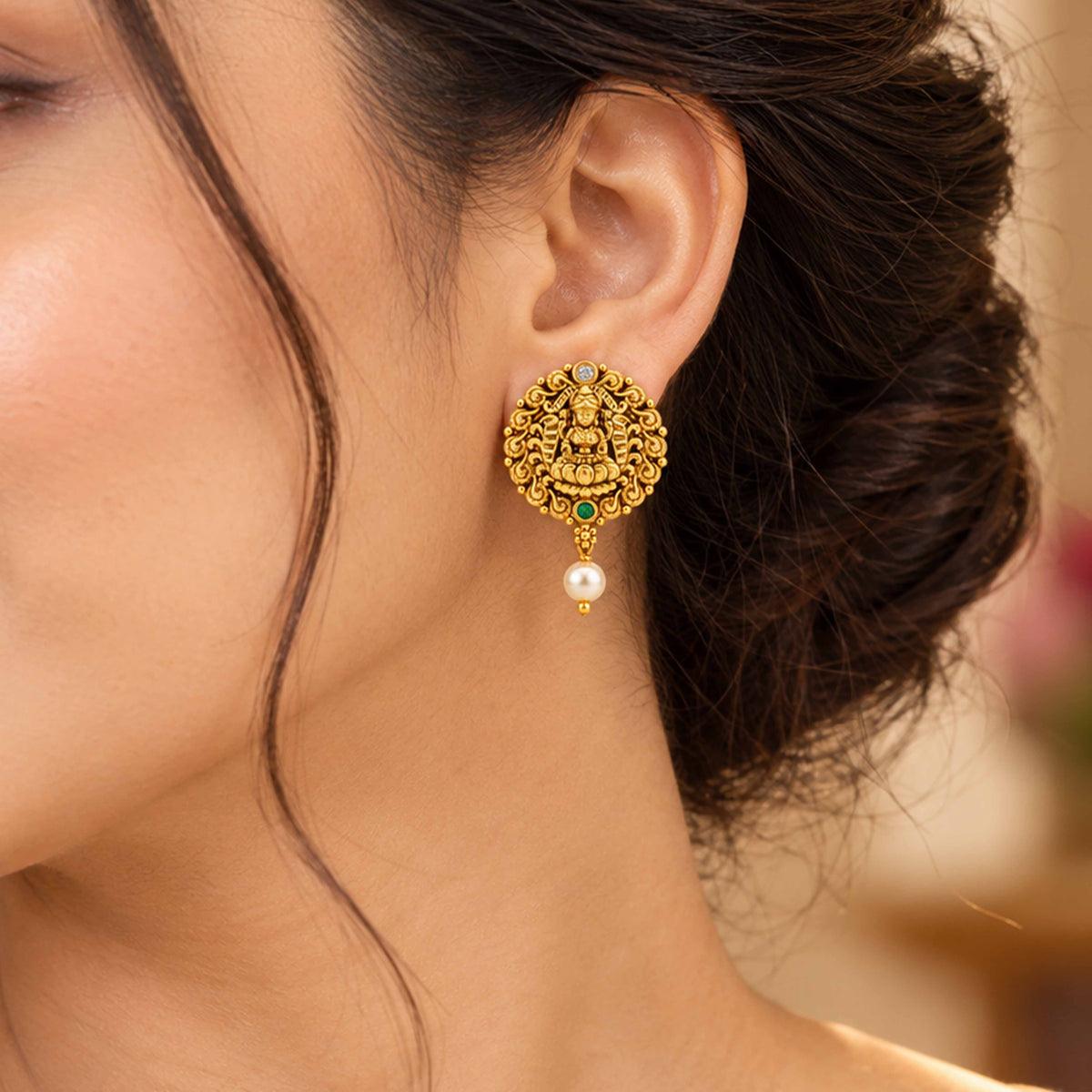 Lakshmi Antique Pearl Drop Sterling Silver Earring