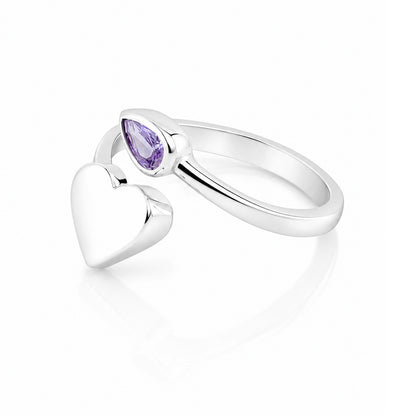 Lavender Glow Heart 925 Sterling Silver Rings for Women