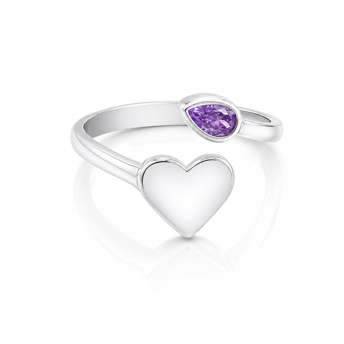 Lavender Glow Heart 925 Sterling Silver Rings for Women