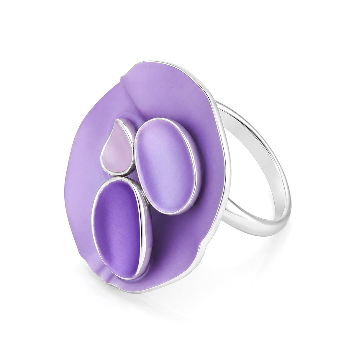 Lavender Lily Pad Enamel Cocktail Ring