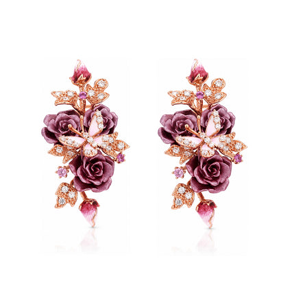 Lavender Blossom Vine 925 Sterling Silver Luxury Earrings