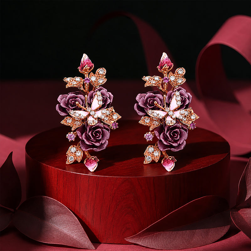 Lavender Blossom Vine 925 Sterling Silver Luxury Earrings