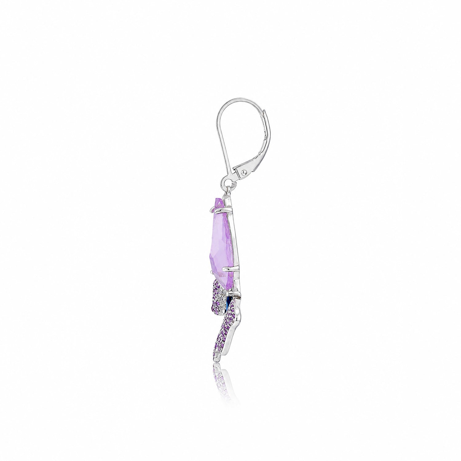 Lavender Butterfly Sparkle 925 Sterling Silver Fashion Earrings