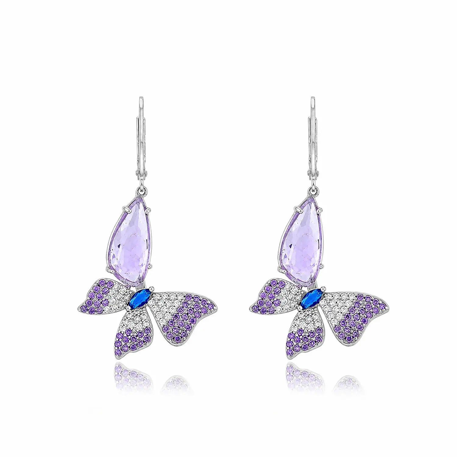 Lavender Butterfly Sparkle 925 Sterling Silver Fashion Earings