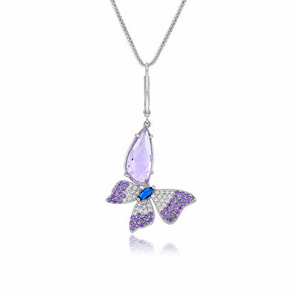 Lavender Butterfly Sparkle 925 Sterling Silver Fashion Earrings